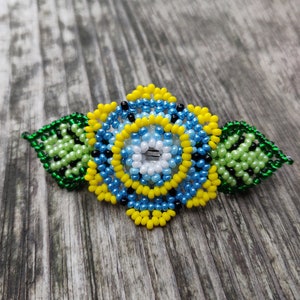 Flower barrette, hair barrette, Beaded barrette, Mexican Hair clip, Huichol flower, Huichol Hair clip, Colorful Hair Accessory, Hair Holder