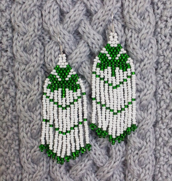 White Shamrock Beaded Earrings White Shamrock Beaded Earrings