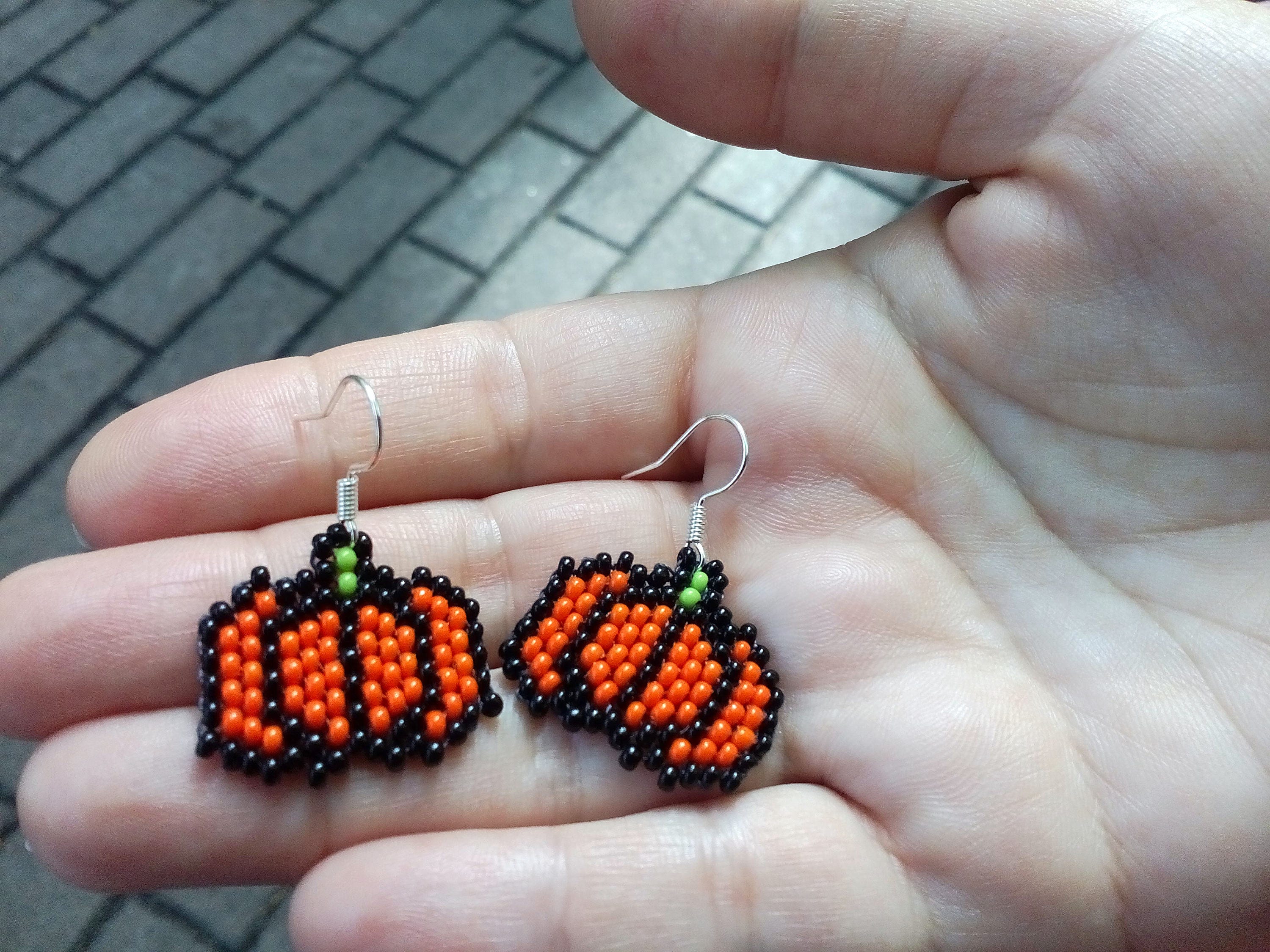 Beaded pumpkin earrings new arrivals