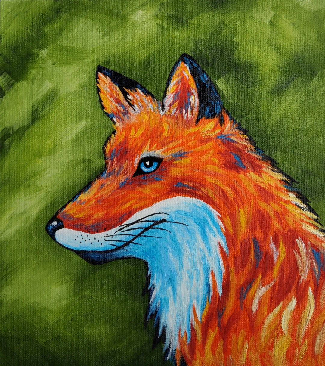 Fox Oil Painting, Red Fox, Original Artwork on Canvas, Animal Wall Art