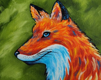 Fox Oil Painting, Red Fox, Original Artwork on Canvas, Animal Wall Art, Oil Painting Animal, fox Wall Art, Wild Animal, art by Inna Esina