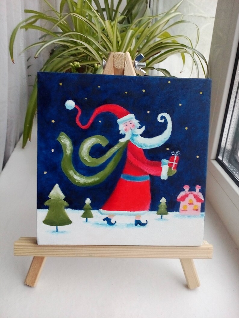 Santa Clause Mini art, Hand Painted Christmas decor, Christmas G Santa Clause Mini art, Hand Painted Christmas decor, Christmas G