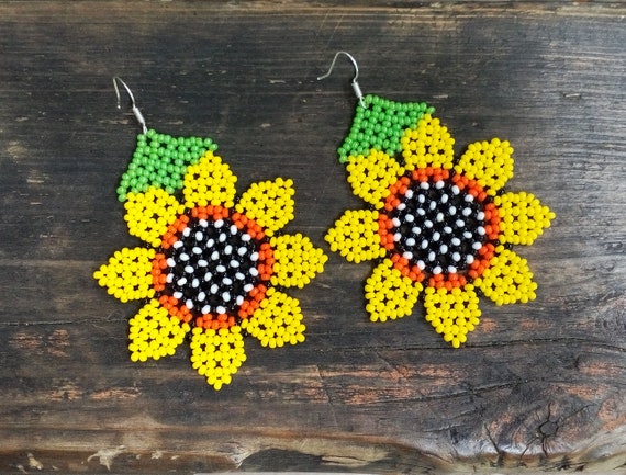 Sunflower cheap beaded earrings