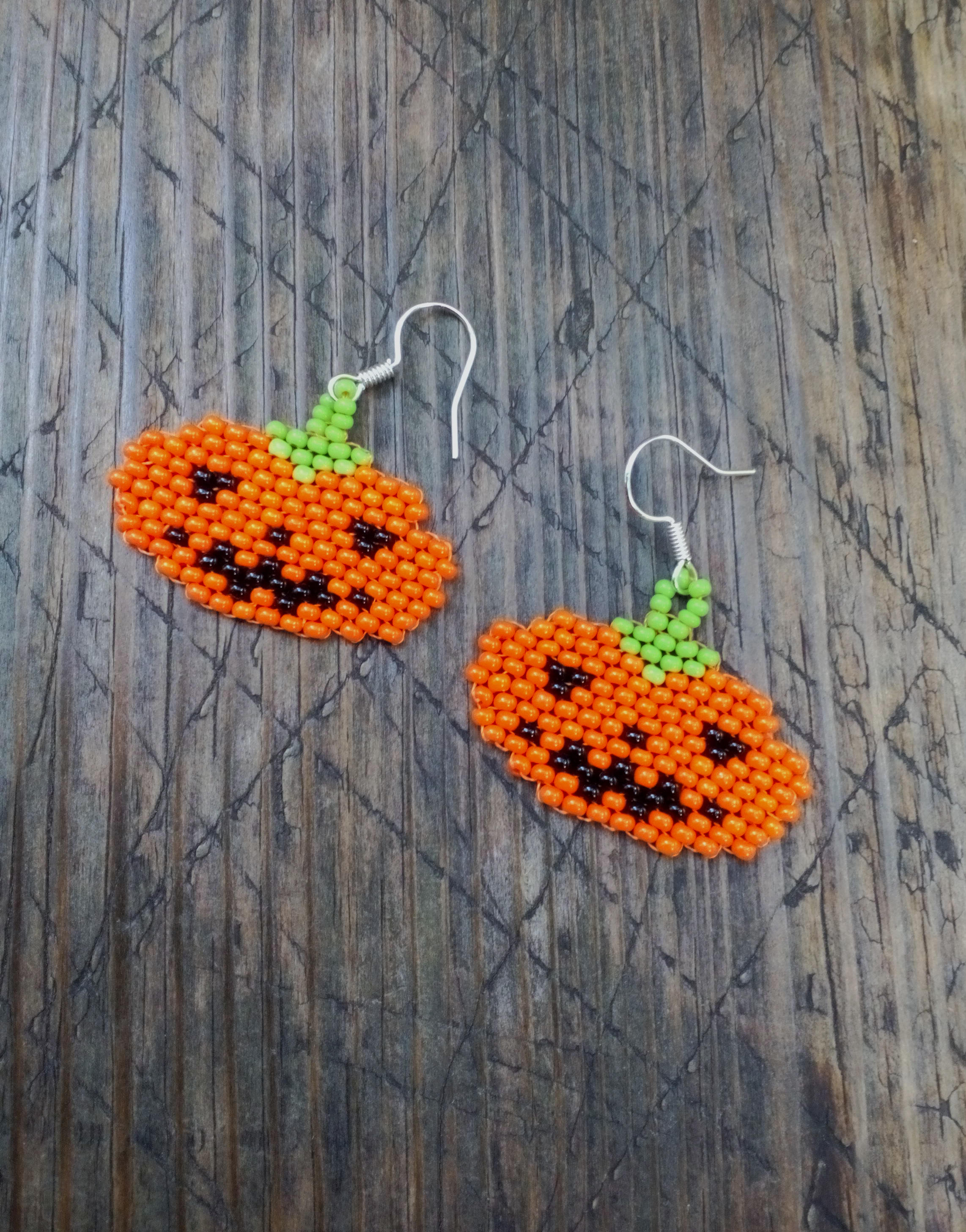 Beaded Pumpkin Earrings Beaded Pumpkin Earrings