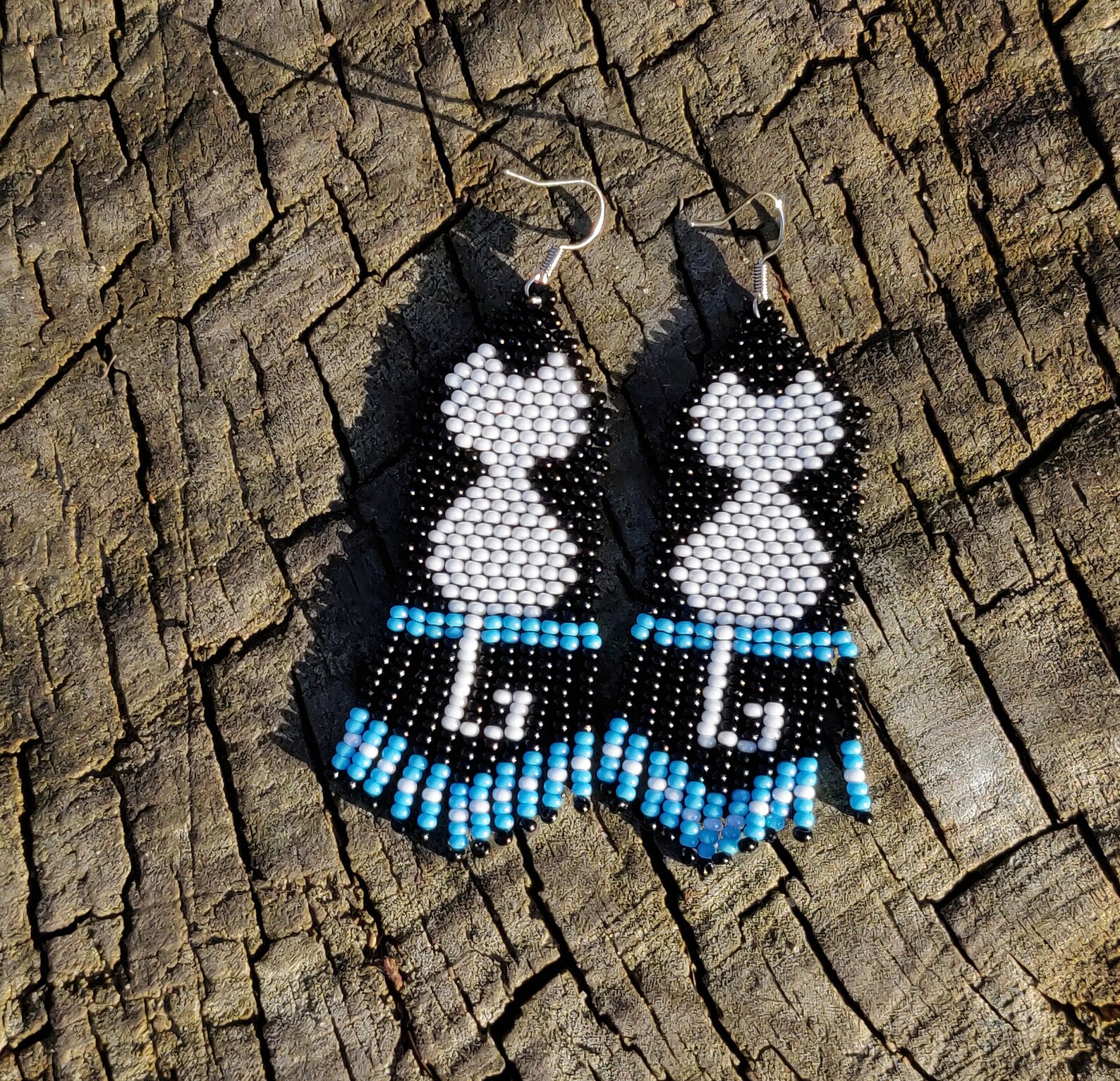 Cat Earrings Beaded Cat Earrings Seed Bead Cat Earrings Etsy