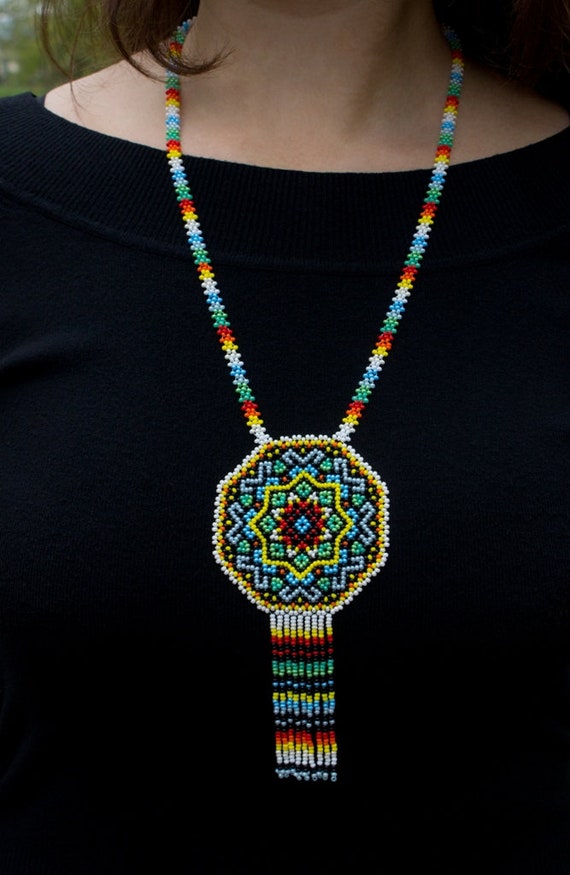 Tribal Necklace Mandala Colorful Long 