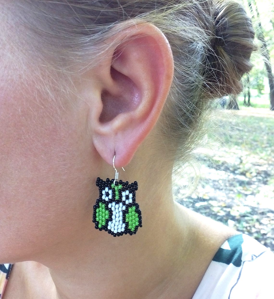 Owl Beaded Earrings Seed Bead Owl Seed Bead Earrings Etsy