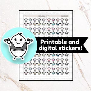 Digital and printable character stickers work out Olive STRONG ENOUGH