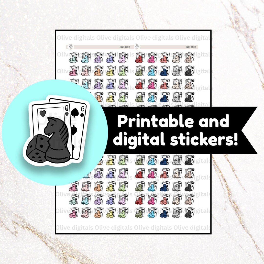 Digital and Printable Planner Stickers - Games Planner Stickers - Board ...