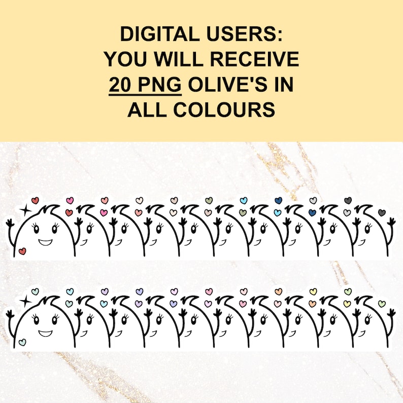 Digital and Printable Cute Character Olive Stickers BECAUSE - Etsy
