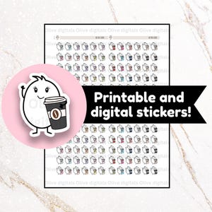 Digital and printable planner stickers - coffee planner stickers - starbucks planner stickers -  BUT FIRST COFFEE