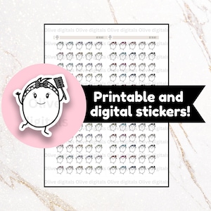 Digital and printable planner stickers - cleaning planner stickers - dusting planner stickers - BITE THE DUST