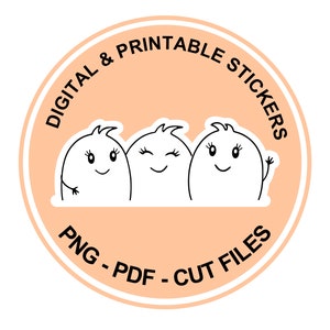 Digital and printable Cute character Olive stickers BEST FRIENDS III