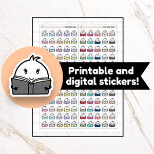 Book Planner Stickers, Reading Stickers, Printable & Digital Stickers, Study Stickers