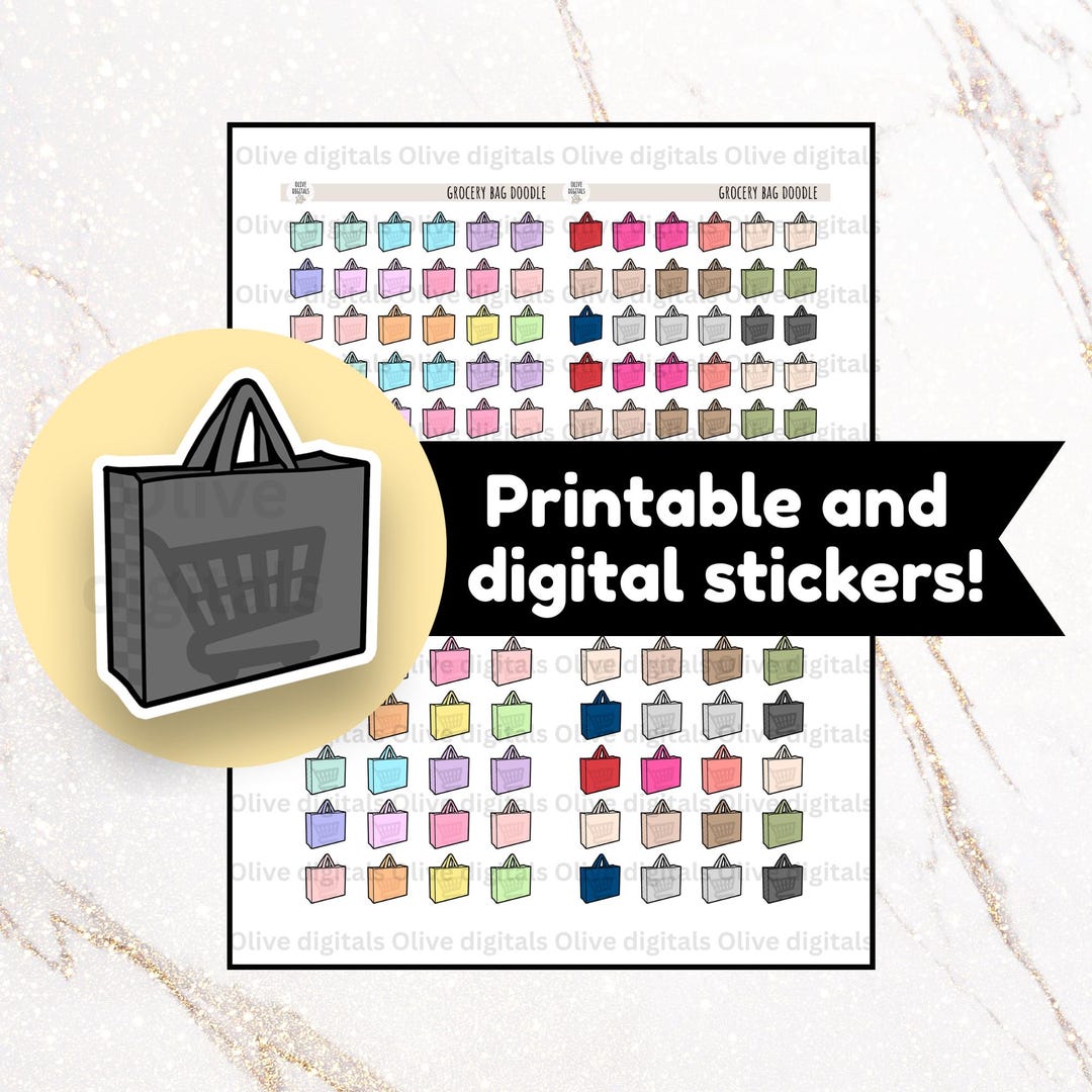Digital and Printable Planner Stickers - Grocery Planner Stickers ...