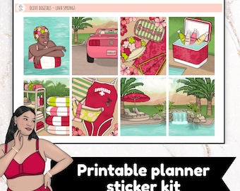 Printable Vertical Planner Sticker Kit - Erin Condren Vertical Kit - Summer Pool Kit - Instant download - LAVA SPRINGS