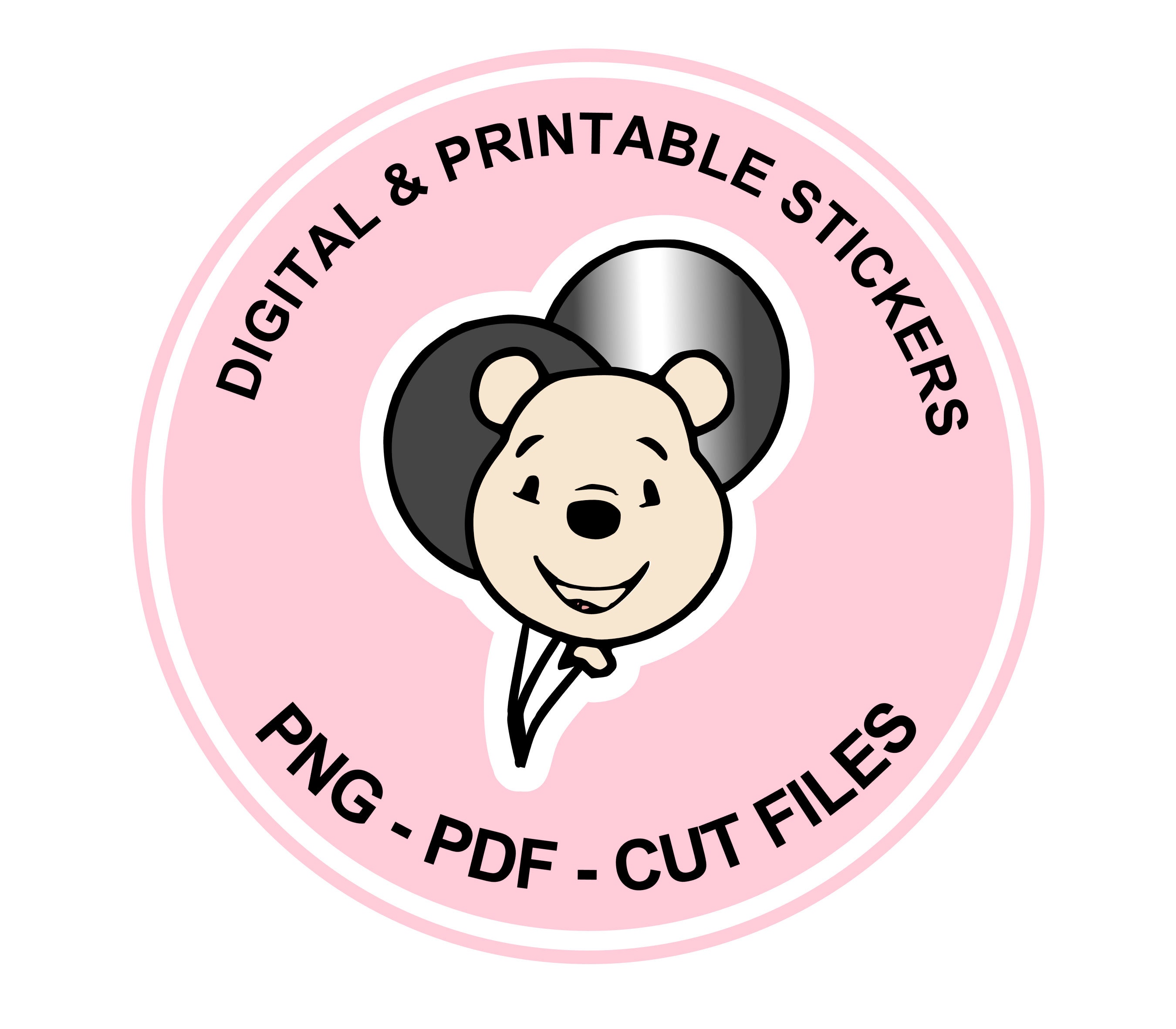 Digital and Printable Cute Character Olive Stickers POOH BALLOON DOODLE ...