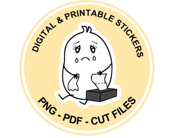 Digital and printable Cute character Olive stickers CRY BABY