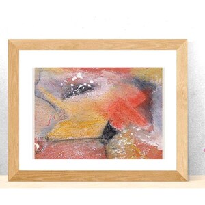 Dipinto astratto color terra calda su carta ruvida 8 x 5 pollici 21 x 13,5 cm