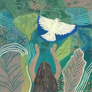 Giclee Print of original painting: No to War - message of peace square 8&quot; x 8&quot;