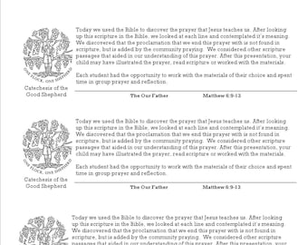 Catechesis Of The Good Shepherd Parent Handouts For The Level Etsy