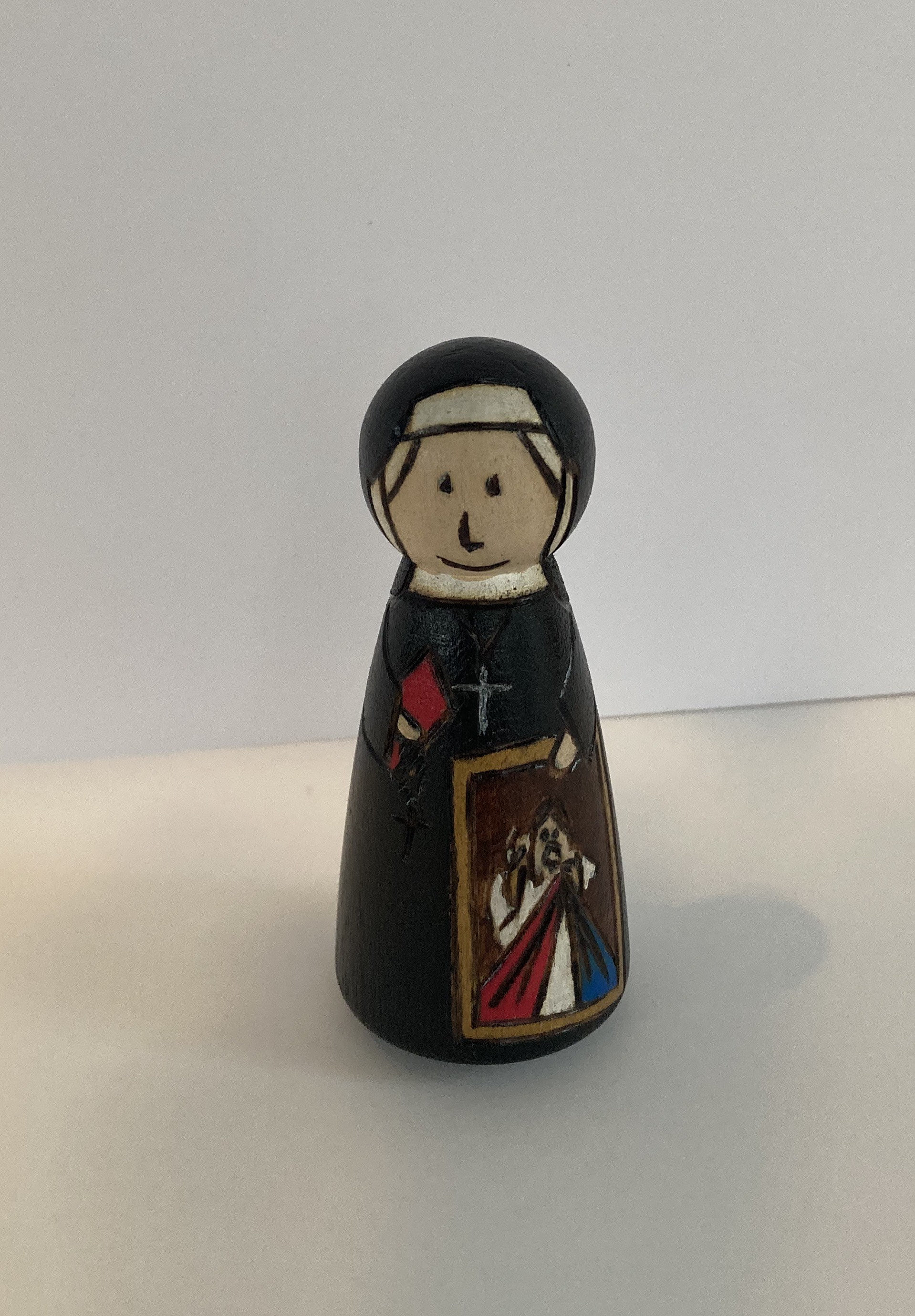 Saint Faustina Kowalska- saint peg doll- Devine Mercy