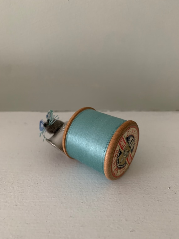 Wee Cotton Reel Mouse Blue Green 