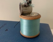 Wee Cotton Reel Mouse Blue Green 