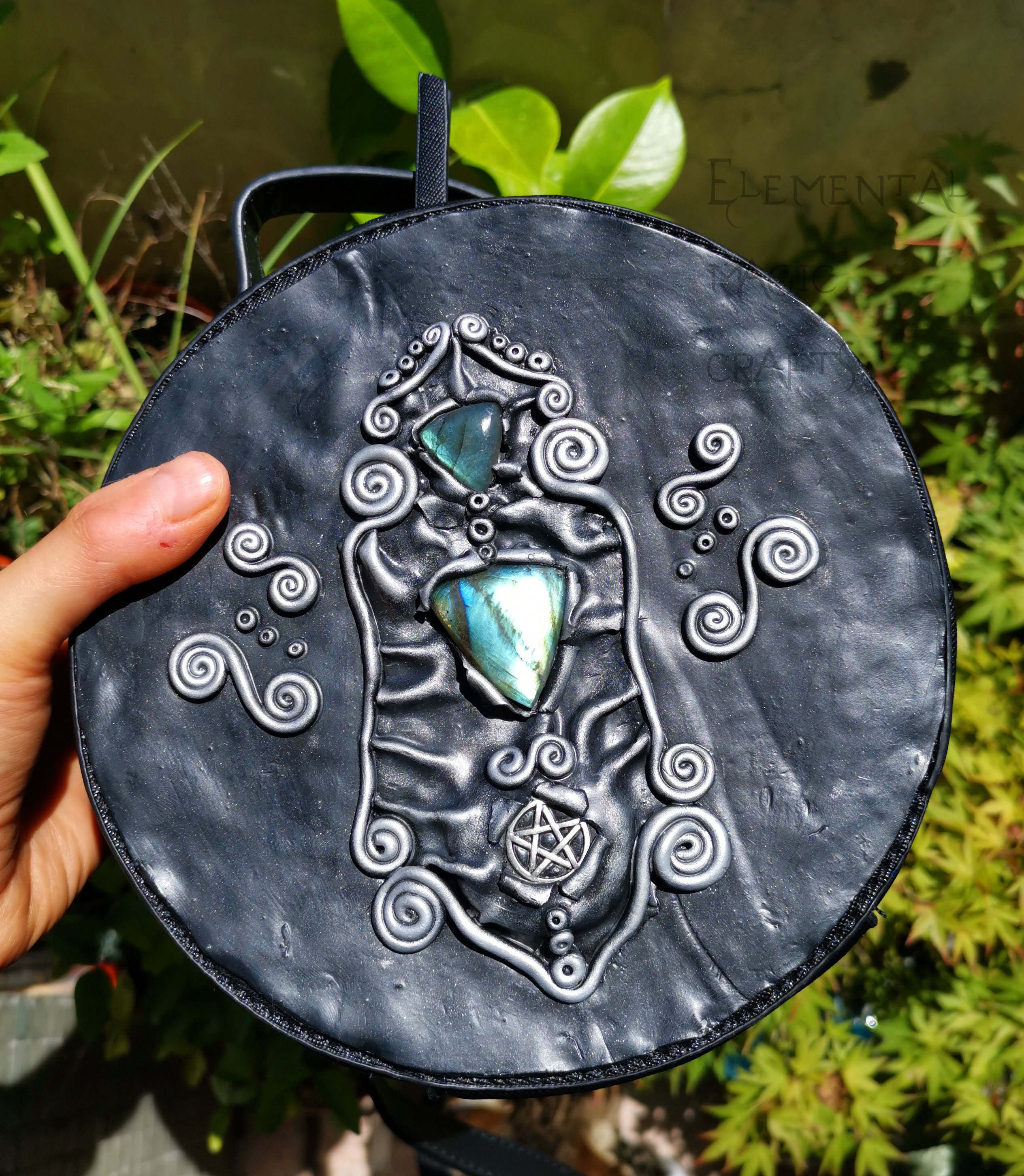 Crossbody Circular Round Witch Bag Purse Faux Leather Polymer Etsy