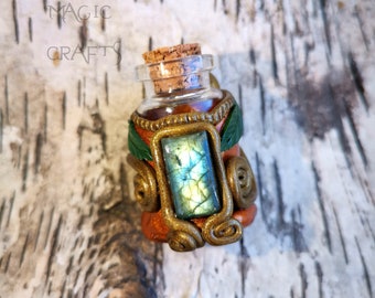 Witch Oil Diffuser Necklace Unique Jewelry Essential Oil Pendant Glass Bottle Pendant Aromatherapy Polymer Clay Diffuser Nature Unisex