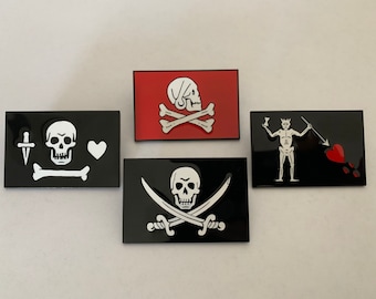 4 Pirate Flags Enamel Pins Set
