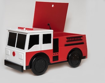 Fire truck Toy Box for Boys Toy Chest Toy Storage personalized gift toy box for toddlers