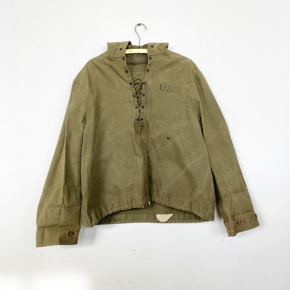 Vintage 40s US Navy Hooded Lace Front Parka Jacket