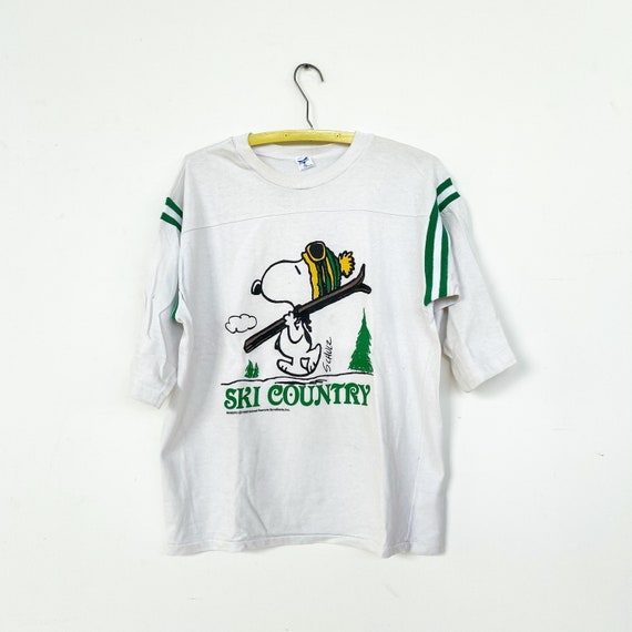 Vintage 70s Snoopy Ski Country Jersey Tee Artex Ta