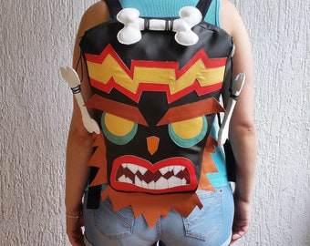 Black & Colorful Retro Bandicoot Video game Mask Backpack