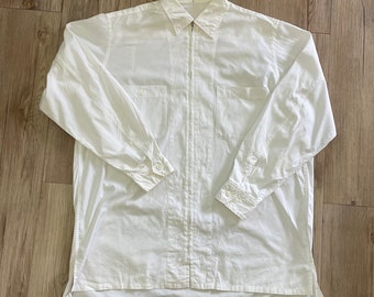 Vintage Ys para hombres de Yohji Yamamoto diseñador japonés camisa con cremallera blanca tamaño de bolsillo único 3