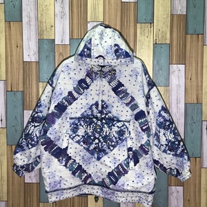 Vintage Evanova Art Design Hooded Ski Jackets Made In Japan Size Large / Art Abstract  Ski Jackets / Pop Art Winter Jackets