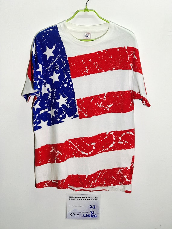Rare Vintage Delta Usa Flag Full Print T Shirt Size Large L / Usa