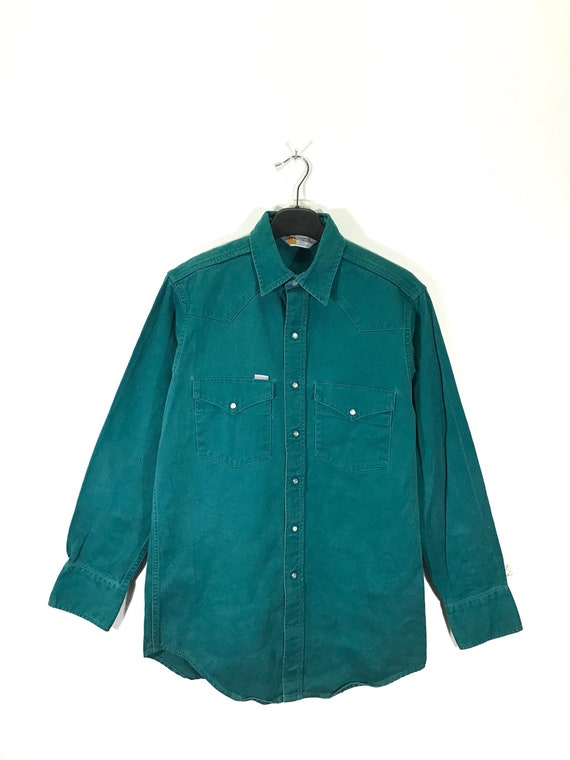 Rare Vintage 90s Carhartt Denim Western Shirt Size