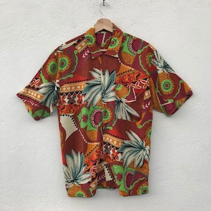 Vintage Aramis Hawaiian Floral Shirt  Size Medium M / Abstract Shirt Art Design Shirts / Hawaiian Shirts /