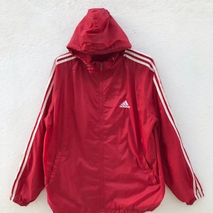 Rare Vintage Adidas Striped Hooded Windbreaker Jacket Size Medium / Adidas Sweatshirt / Multicolour Jacket / reversible windbreaker Jacket