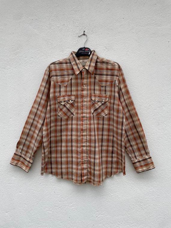 Vintage 70s /80s DC Dee Cee Brand Western Plaid Sh