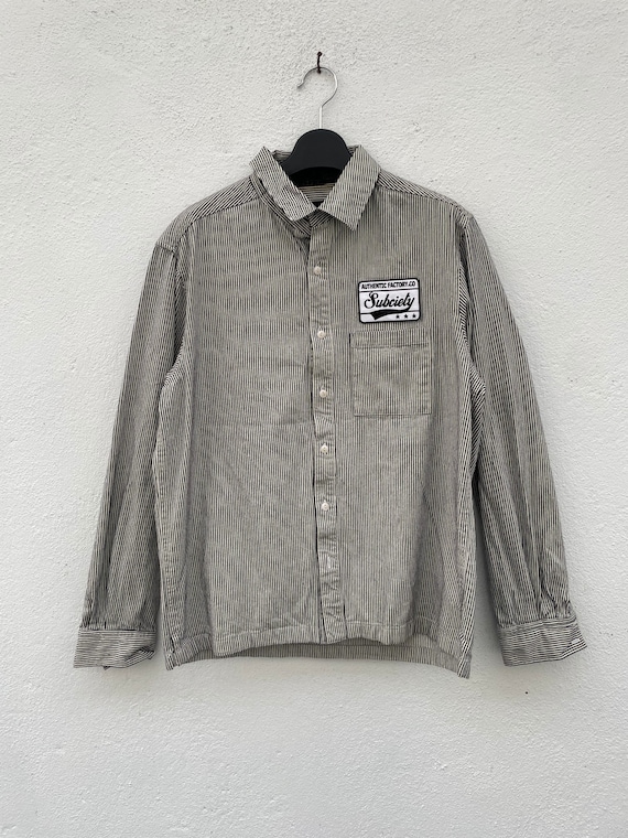 Vintage Subciety Hickory Striped Work Shirt / Subciet… - Gem