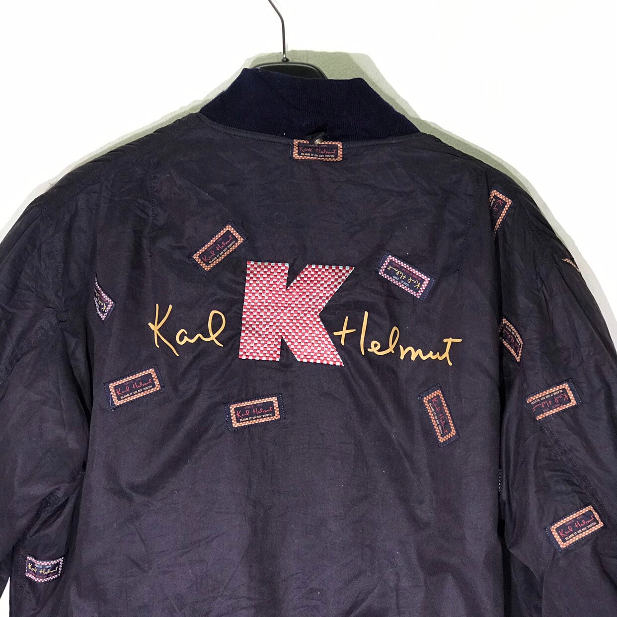 専用 Karl Helmut / over blouson jacket L Vintage Karl Helmut Patchwork Bombers Jackets Size Large L
