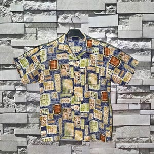 Rare Vintage Bigvery Art Design Shirts  Size Medium M  Abstract Shirt  / Art Shirts / Hawaiian Shirts / Art Abstract Shirts