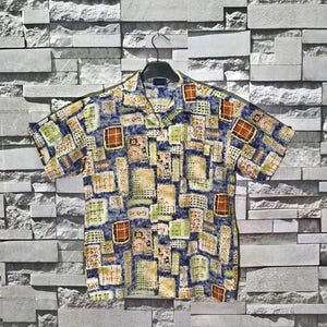 Rare Vintage Bigvery Art Design Shirts Size Medium M Abstract Shirt / Art Shirts / Hawaiian Shirts / Art Abstract Shirts image 1