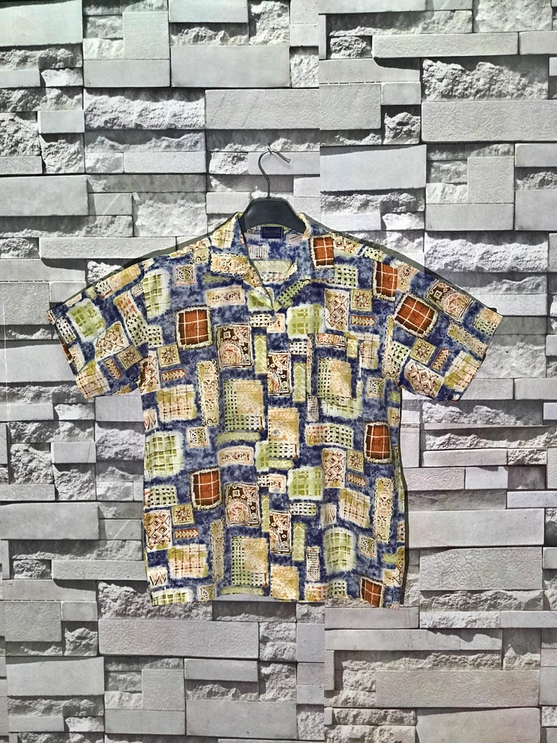 Rare Vintage Bigvery Art Design Shirts Size Medium M Abstract Shirt / Art Shirts / Hawaiian Shirts / Art Abstract Shirts image 1