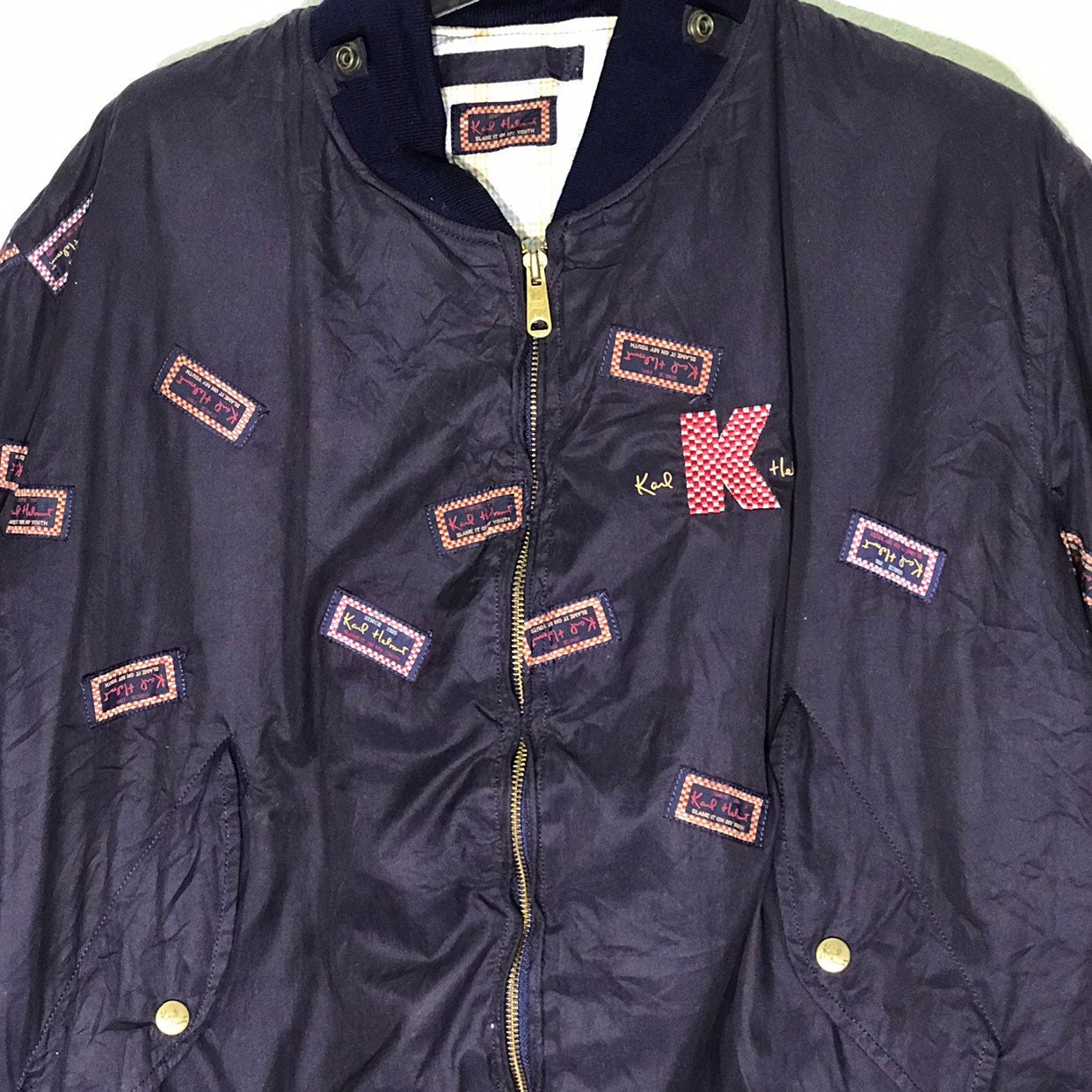 Vintage Karl Helmut Patchwork Bombers Jackets Size Large L