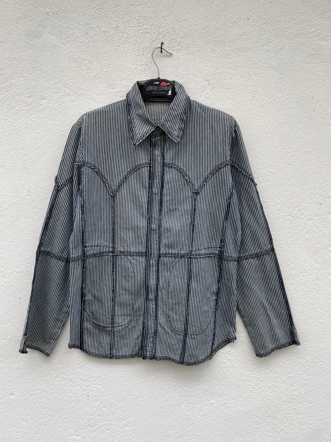 Vintage 291295 Homme Hickory Striped Denim Jacket Size III Vintage 291295 Homme Hickory Striped Denim Jacket Size III