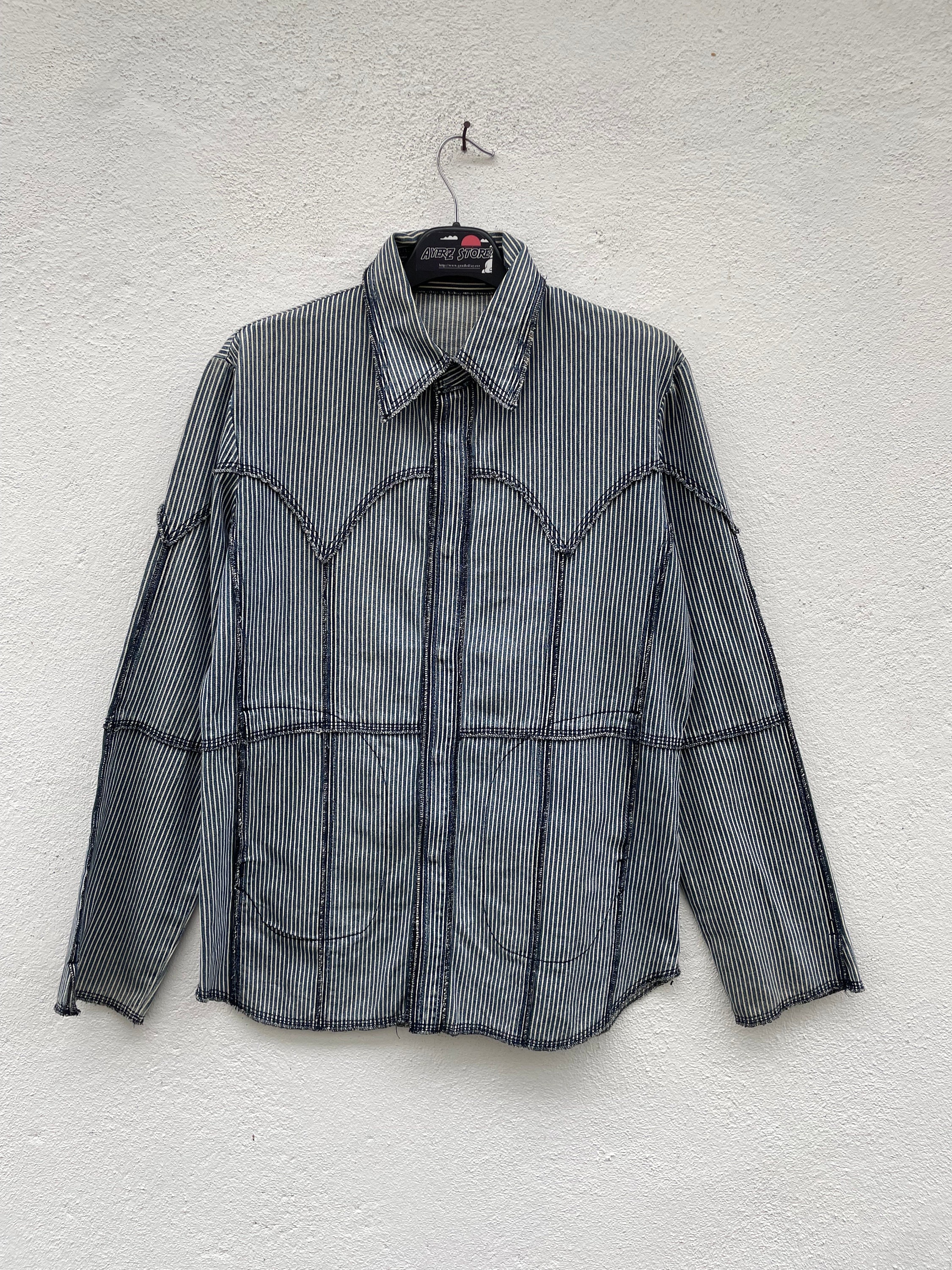291295＝homme denim jacket Vintage 291295 Homme Hickory Striped Denim Jacket Size III